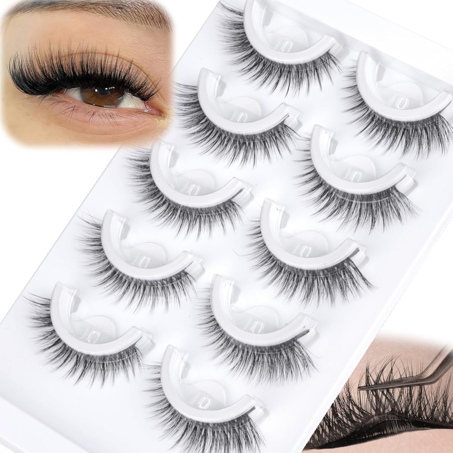 Eyelash Extension Japanese - 5 Çift Önceden Yapıştırılmış Yarım Kirpik